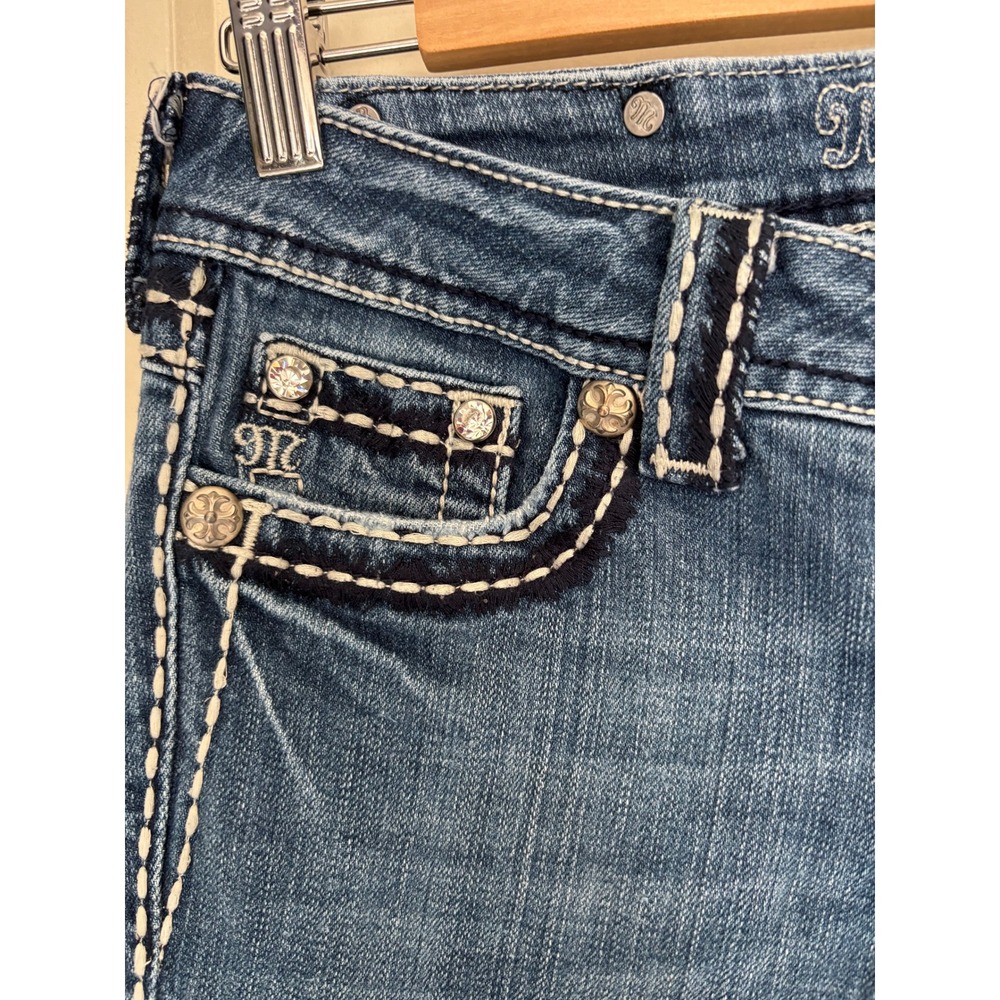 Miss Me JP5014 Boot Jeans Size 28 EUC rhinestones thick stitching - Picture 4 of 8